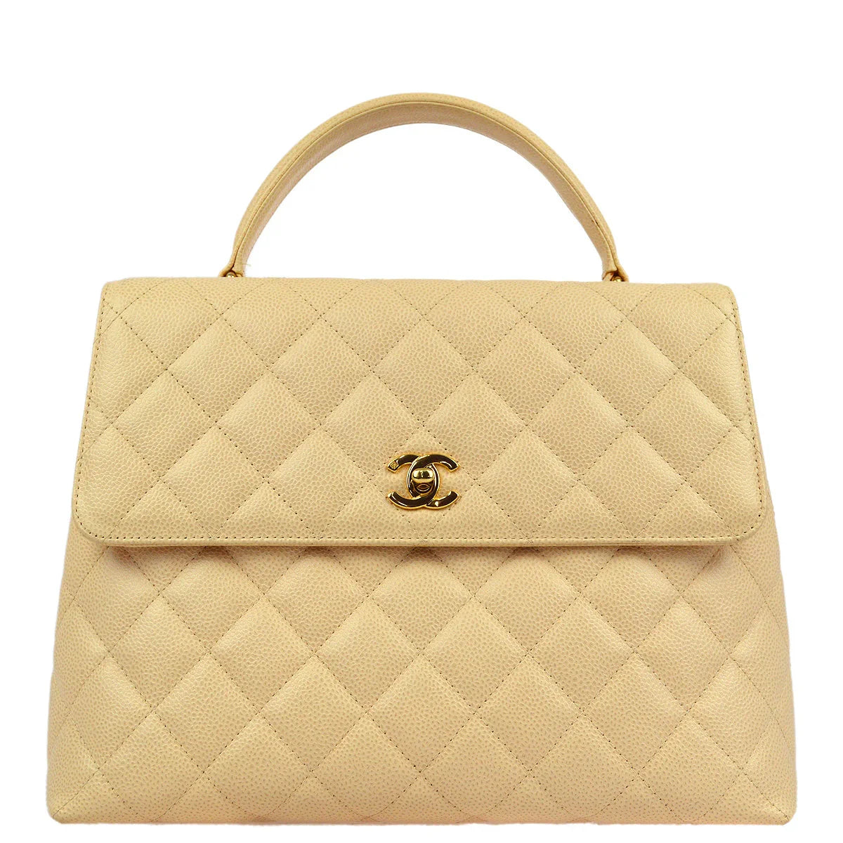 Chanel 2003-2004 Beige Caviar Kelly Handbag