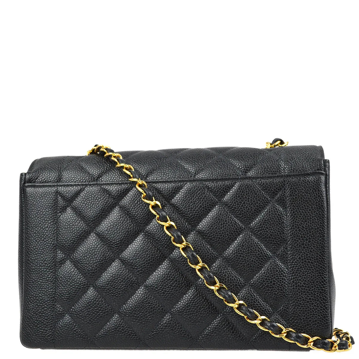Chanel 1997-1999 Black Caviar Medium Diana Shoulder Bag