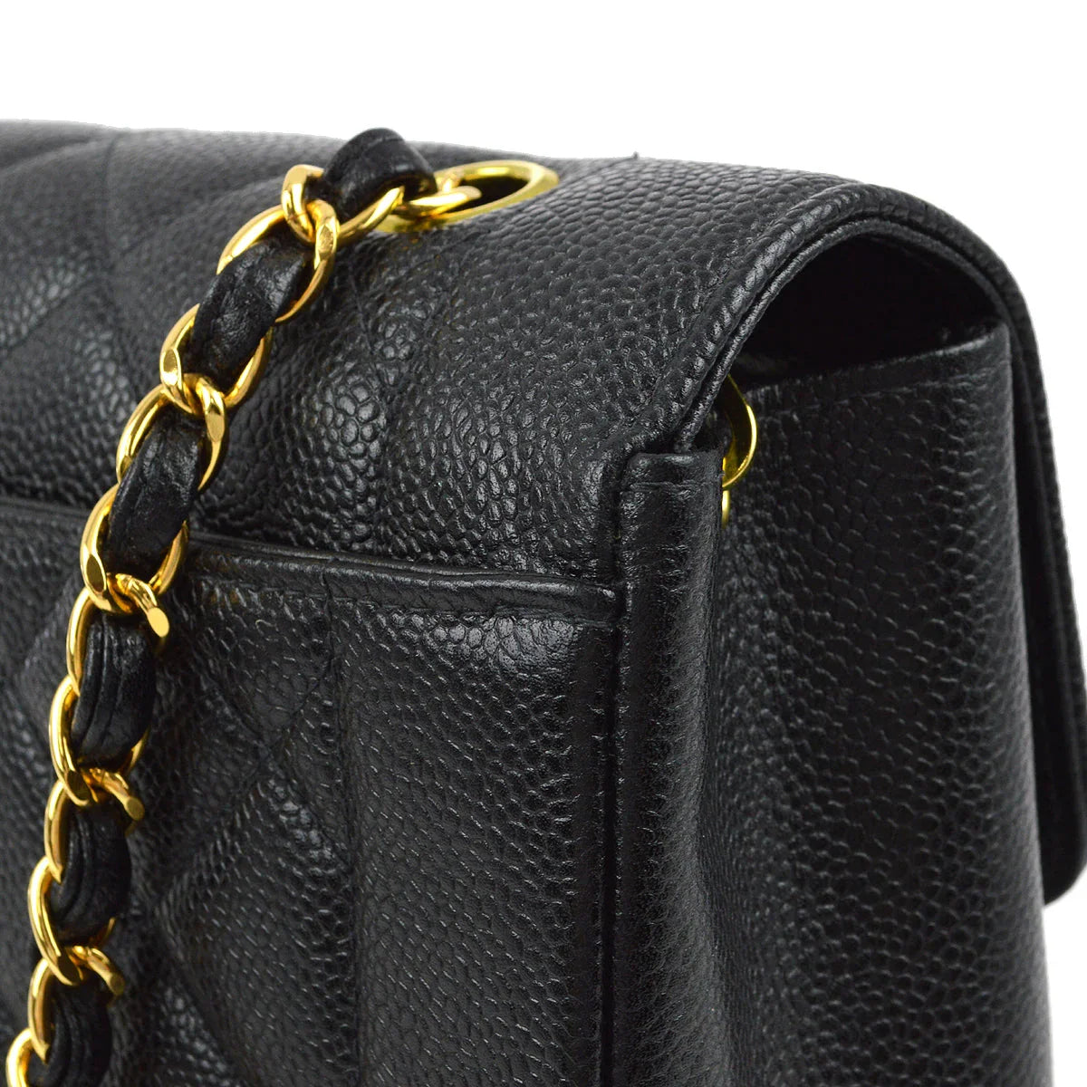 Chanel 1997-1999 Black Caviar Medium Diana Shoulder Bag