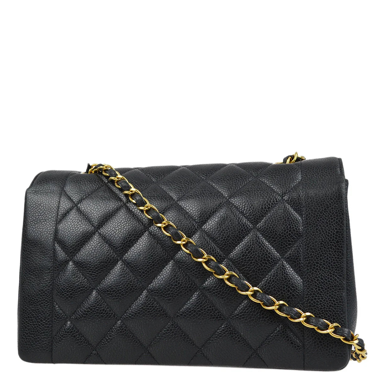 Chanel 1994-1996 Black Caviar Medium Diana Shoulder Bag