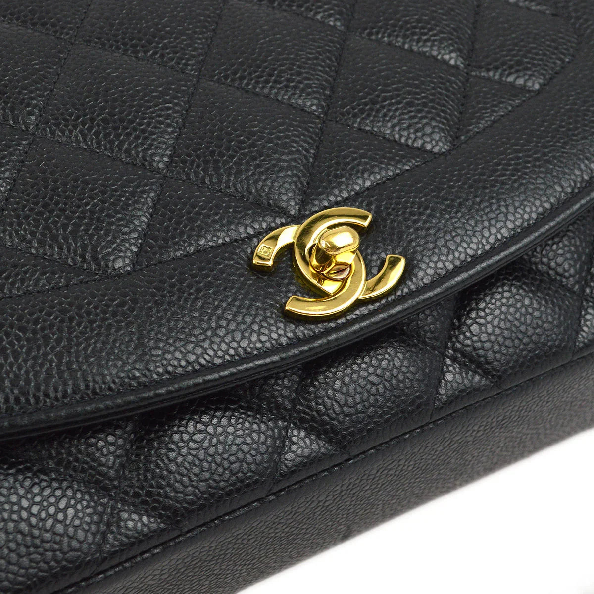 Chanel 1994-1996 Black Caviar Medium Diana Shoulder Bag