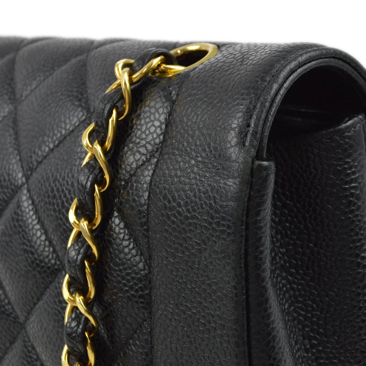 Chanel 1994-1996 Black Caviar Medium Diana Shoulder Bag