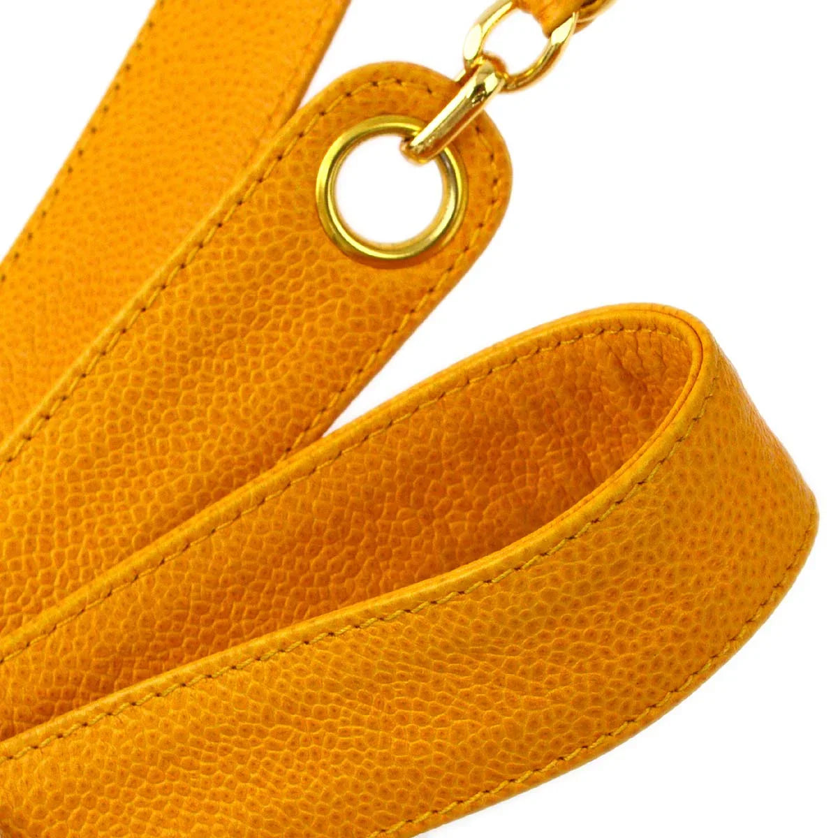 Chanel 1996-1997 Orange Caviar Triple CC Bucket Shoulder Bag