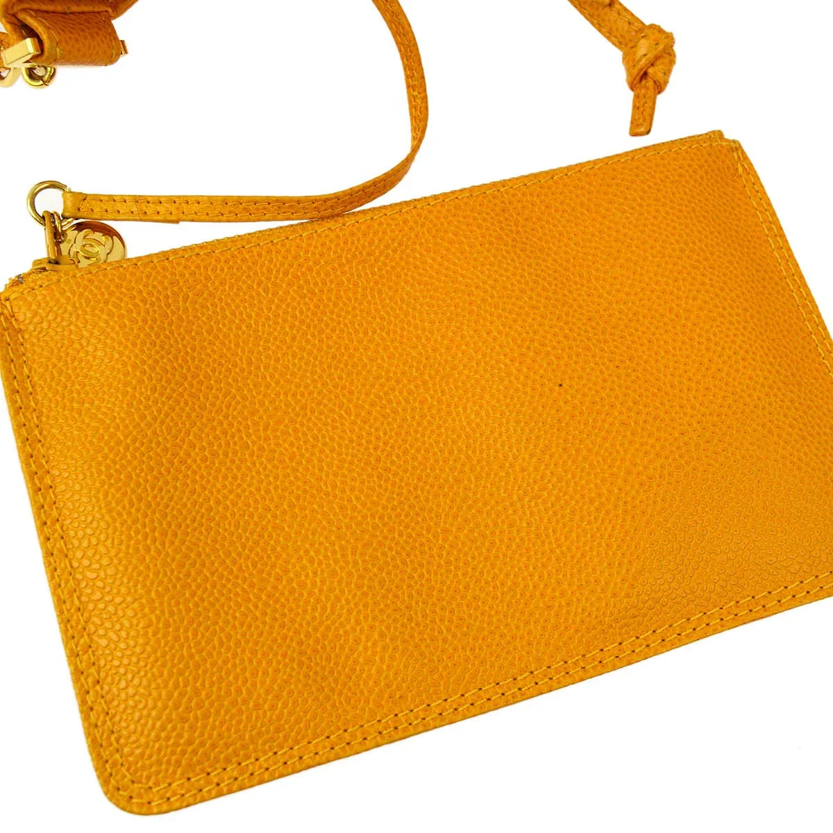 Chanel 1996-1997 Orange Caviar Triple CC Bucket Shoulder Bag