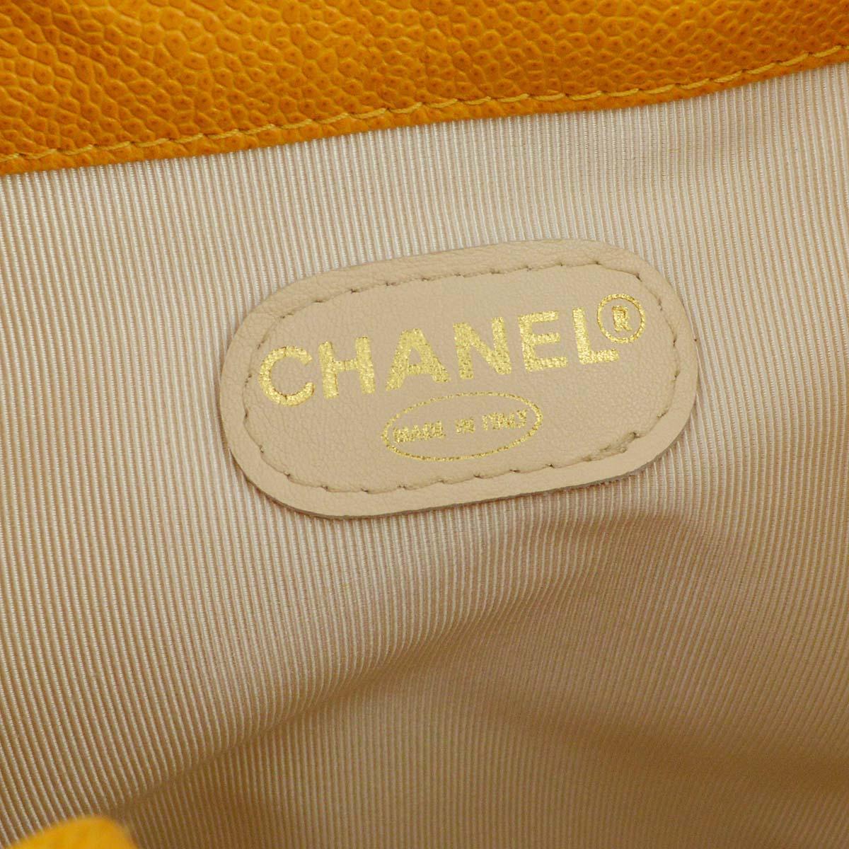 Chanel 1996-1997 Orange Caviar Triple CC Bucket Shoulder Bag