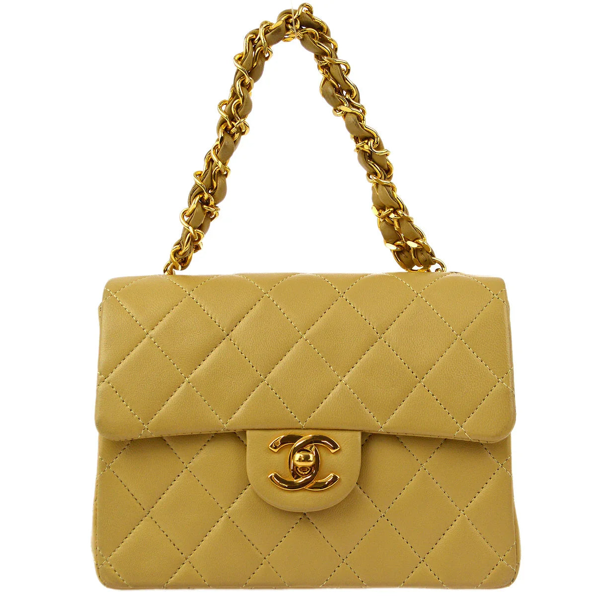 Chanel 1986-1988 Beige Lambskin Mini Classic Square Flap Handbag 17
