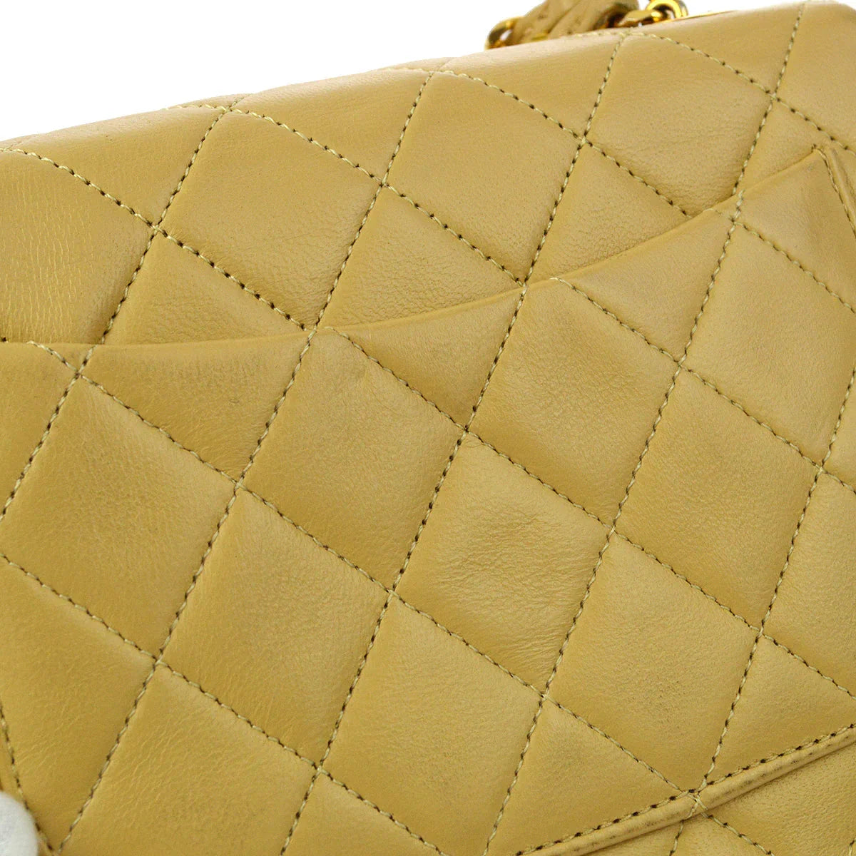 Chanel 1986-1988 Beige Lambskin Mini Classic Square Flap Handbag 17
