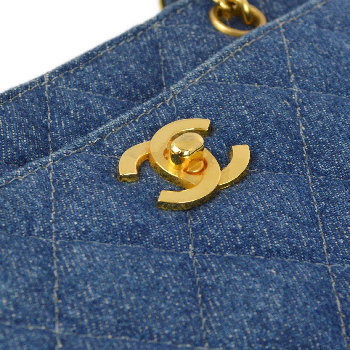 Chanel 1997-1999 Denim Chain Tote Handbag