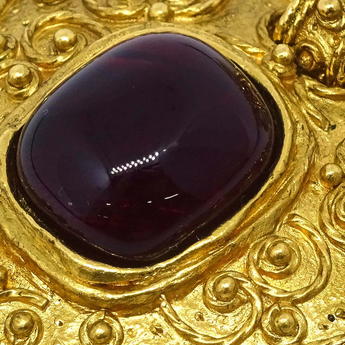 Chanel Gripoix Brooch Pin Gold Red 94A