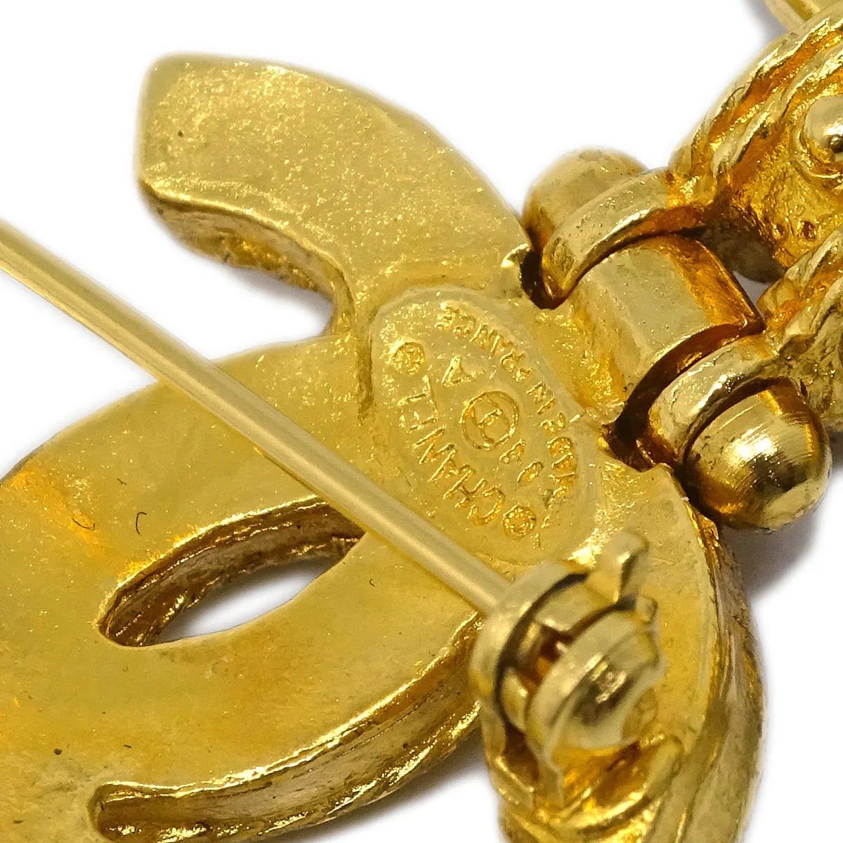 Chanel Gripoix Brooch Pin Gold Red 94A