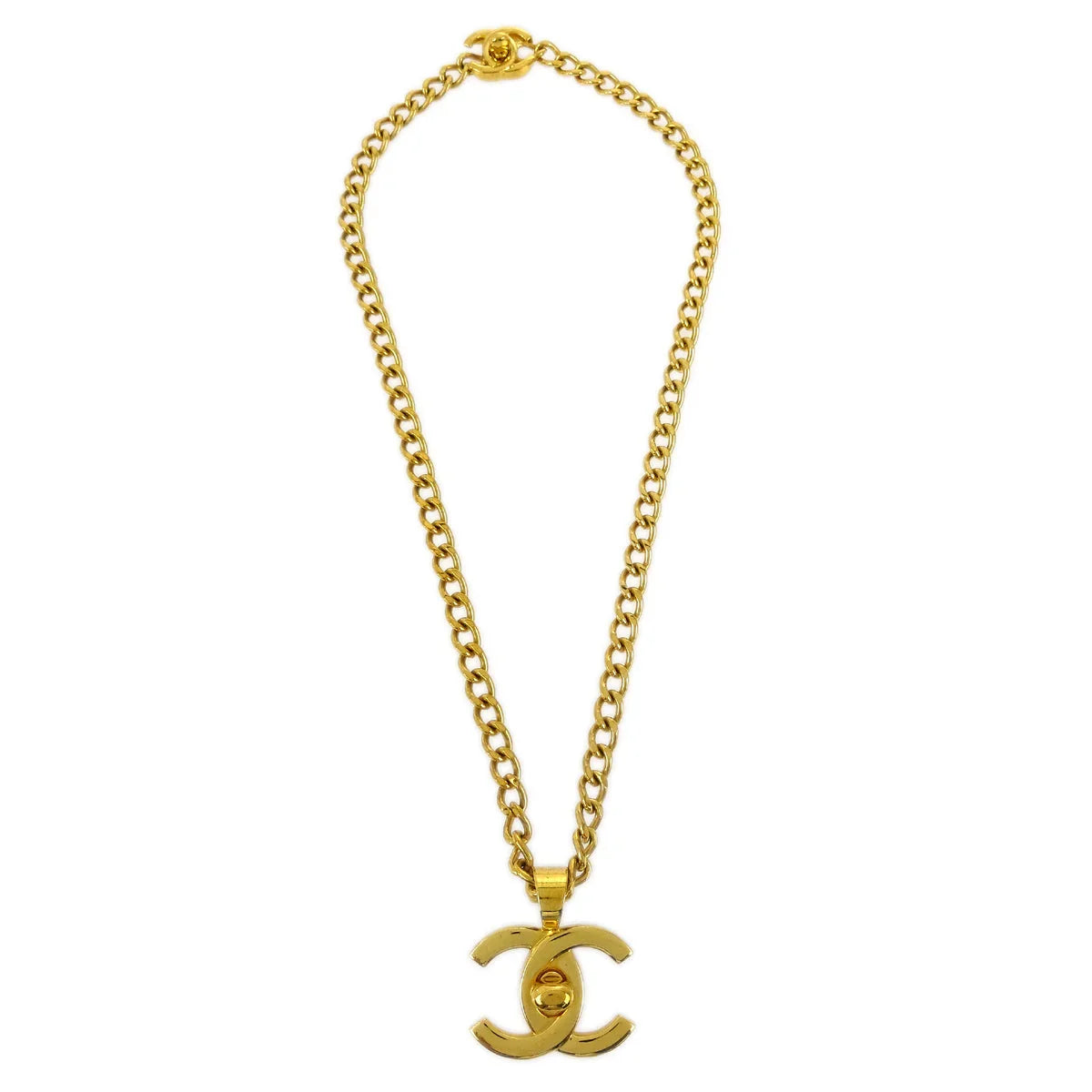 Chanel Turnlock Gold Chain Necklace 97P