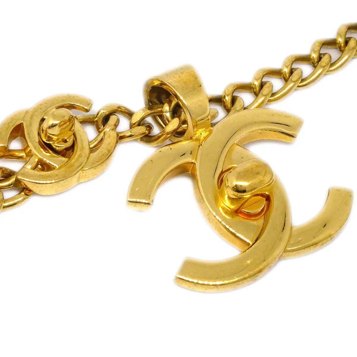 Chanel Turnlock Gold Chain Necklace 97P