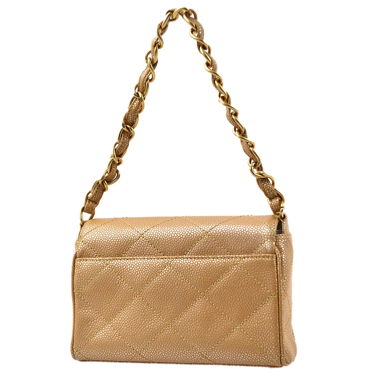 Chanel 2000-2001 Beige Caviar Chain Handbag 18