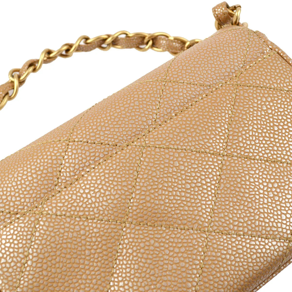 Chanel 2000-2001 Beige Caviar Chain Handbag 18