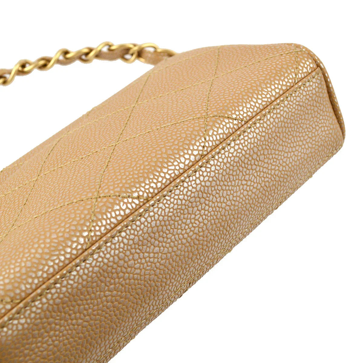 Chanel 2000-2001 Beige Caviar Chain Handbag 18