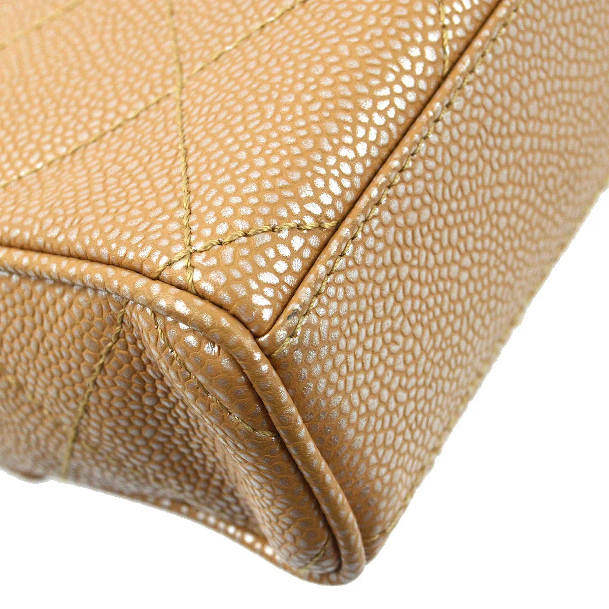 Chanel 2000-2001 Beige Caviar Chain Handbag 18