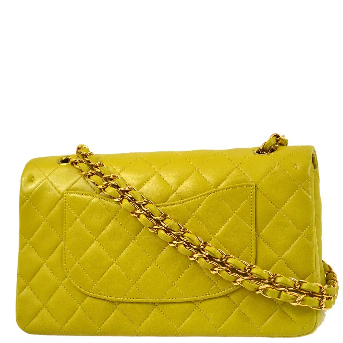 Chanel * 1997-1999 Green Lambskin Medium Classic Double Flap Shoulder Bag