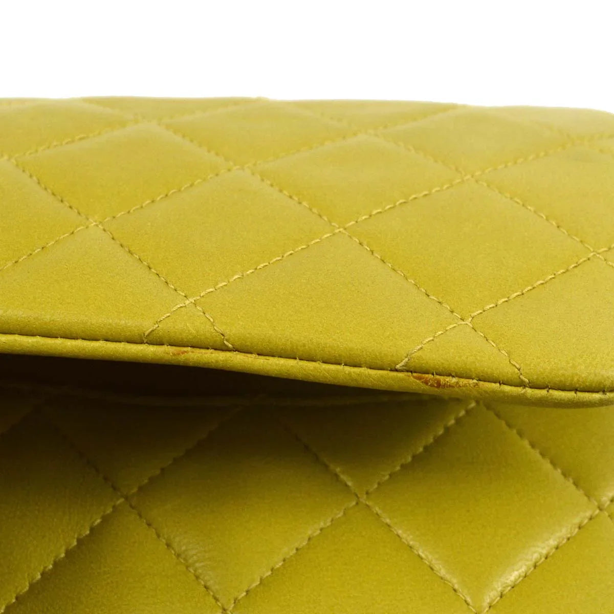 Chanel * 1997-1999 Green Lambskin Medium Classic Double Flap Shoulder Bag