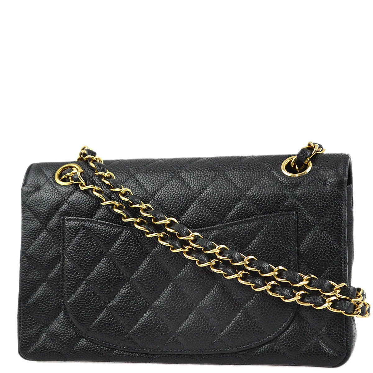 Chanel 2001-2003 Black Caviar Small Classic Double Flap Shoulder Bag