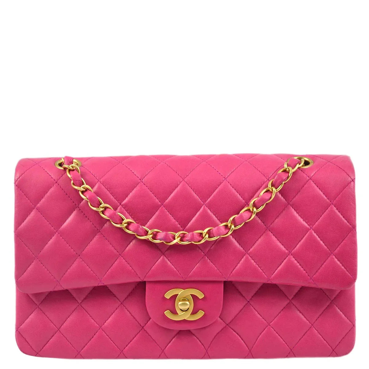 Chanel * 2000-2001 Pink Lambskin Medium Classic Double Flap Shoulder Bag