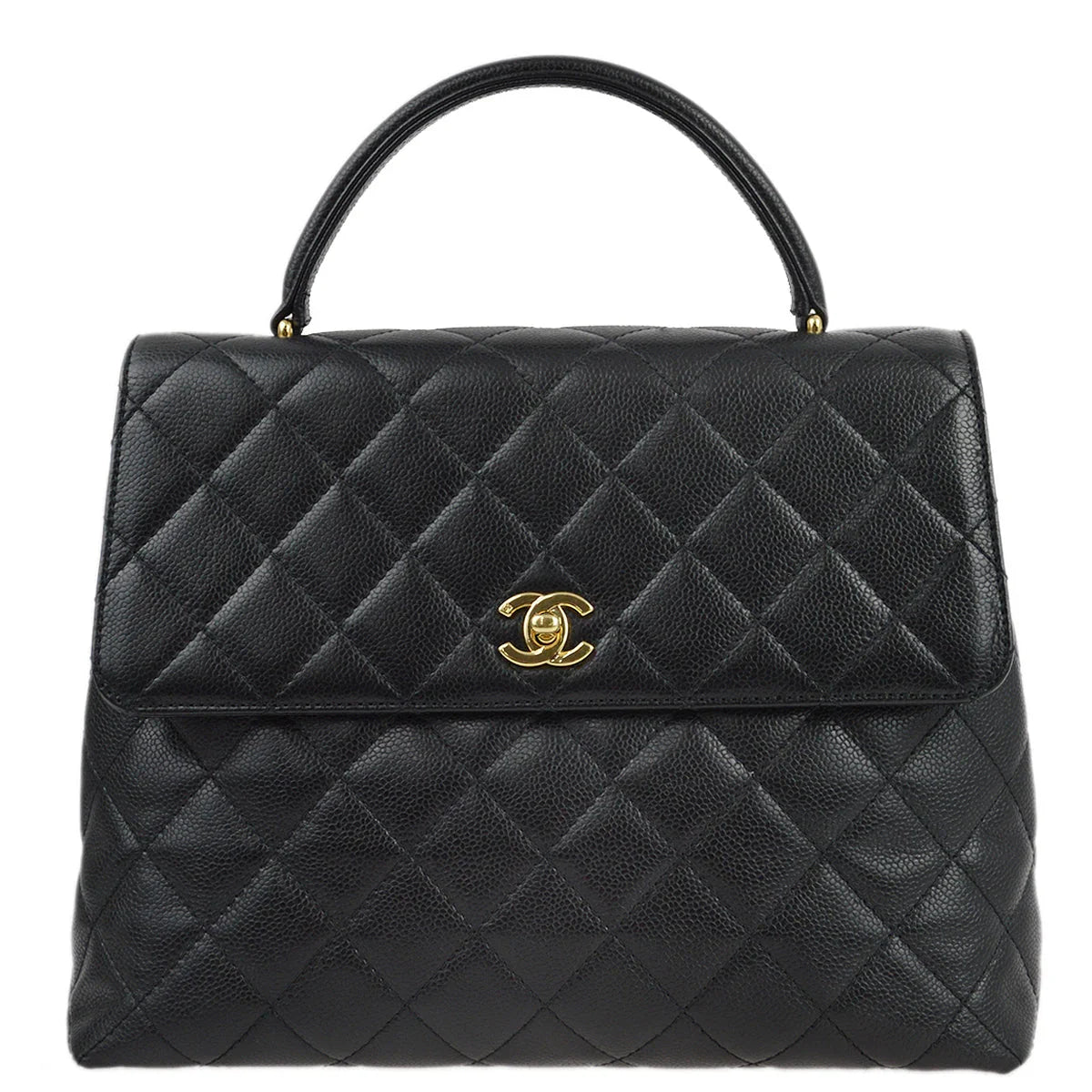 Chanel 2001-2003 Black Caviar Top Handle Handbag