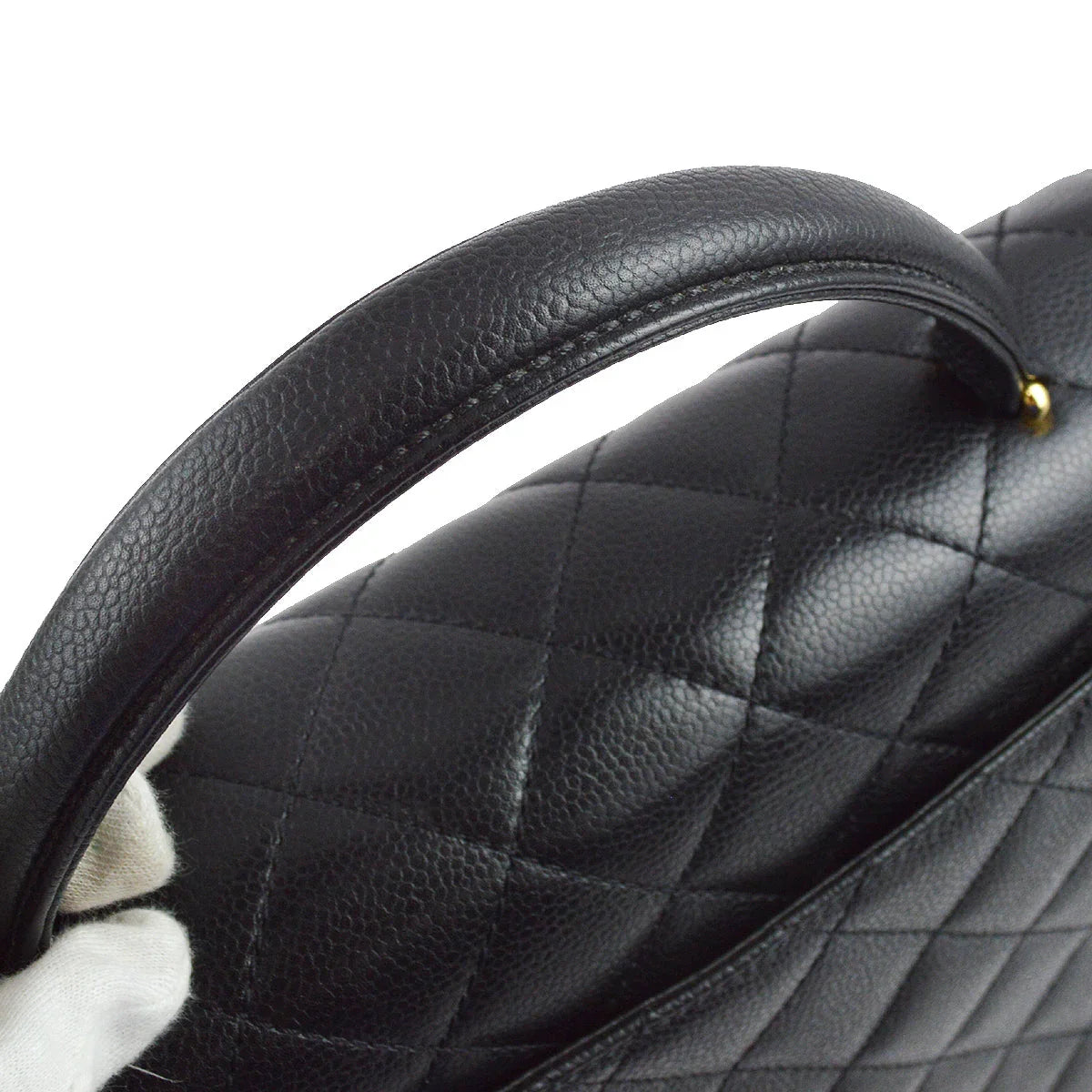 Chanel 2001-2003 Black Caviar Top Handle Handbag
