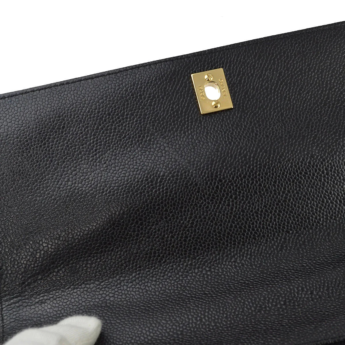 Chanel 2001-2003 Black Caviar Top Handle Handbag