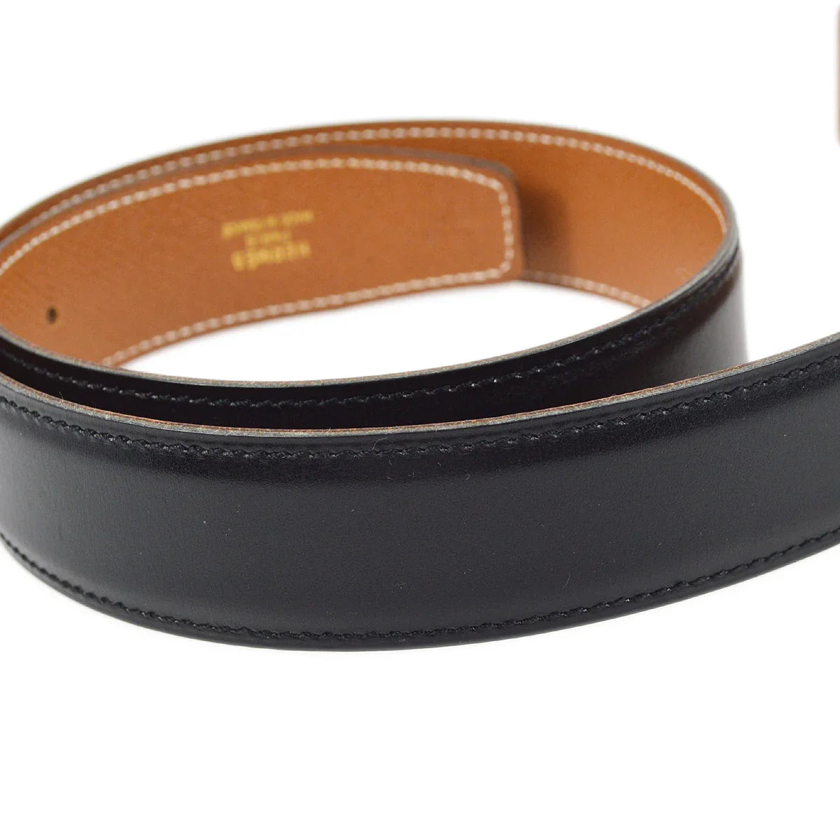 Hermes 1995 Black Box Calf Constance Reversible Belt #70 Small Good