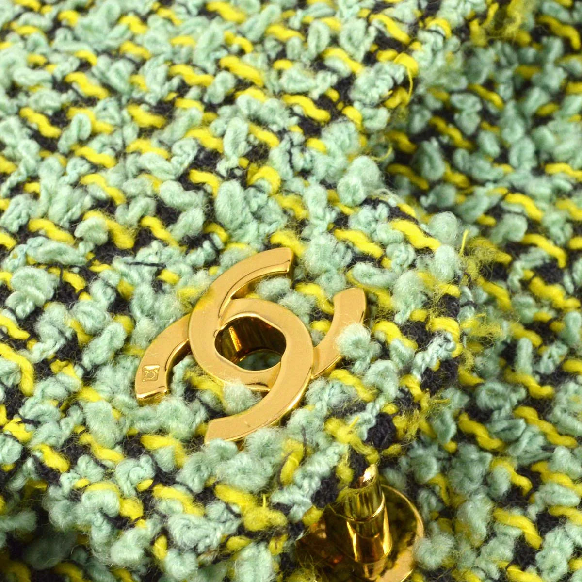 Chanel 1994-1996 Green Tweed Classic Single Flap 2 in 1 Handbag Set