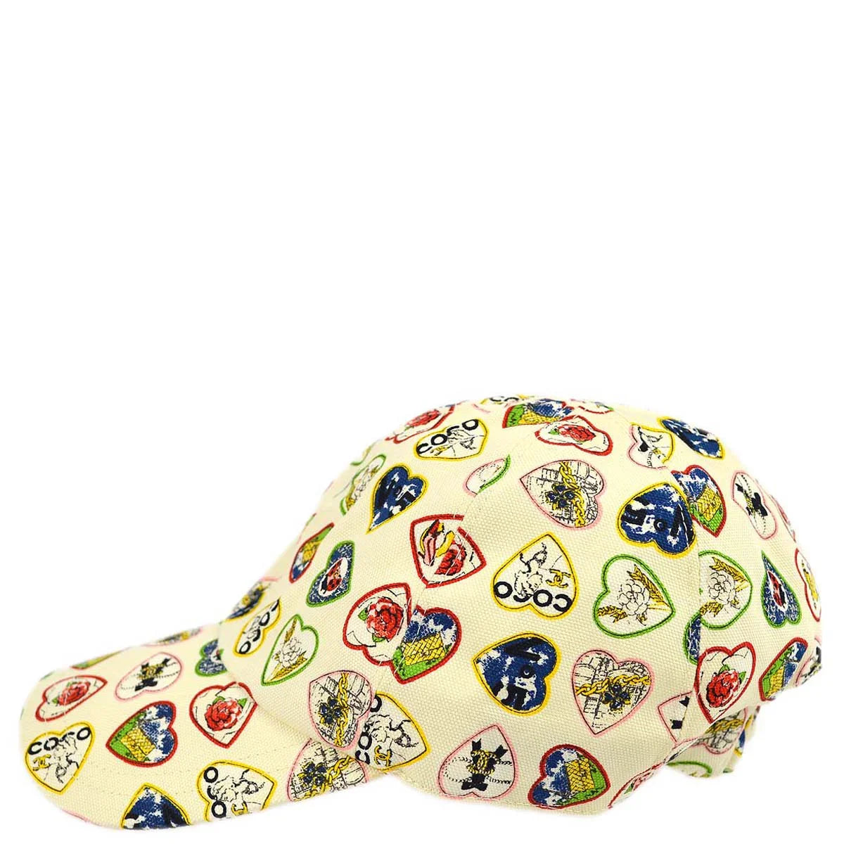 Chanel Ivory Valentine Edition Heart Pattern Cap Hat #M