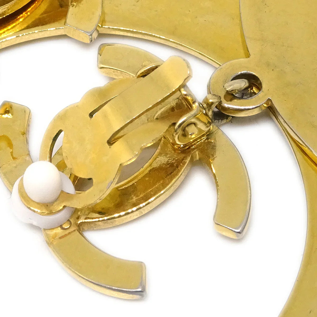 Chanel Hoop Dangle Earrings Clip-On Gold