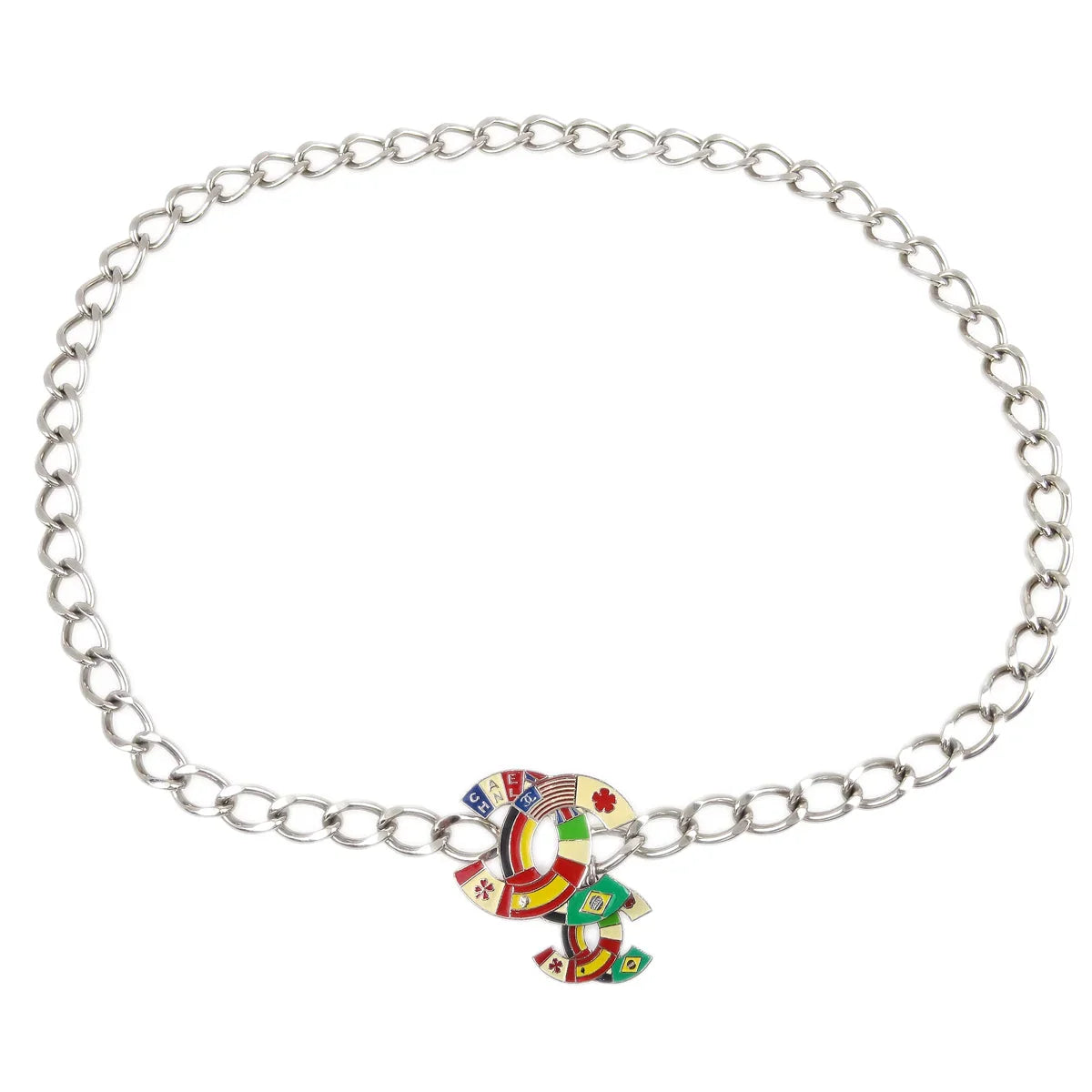 Chanel National Flags Silver Chain Belt 03A