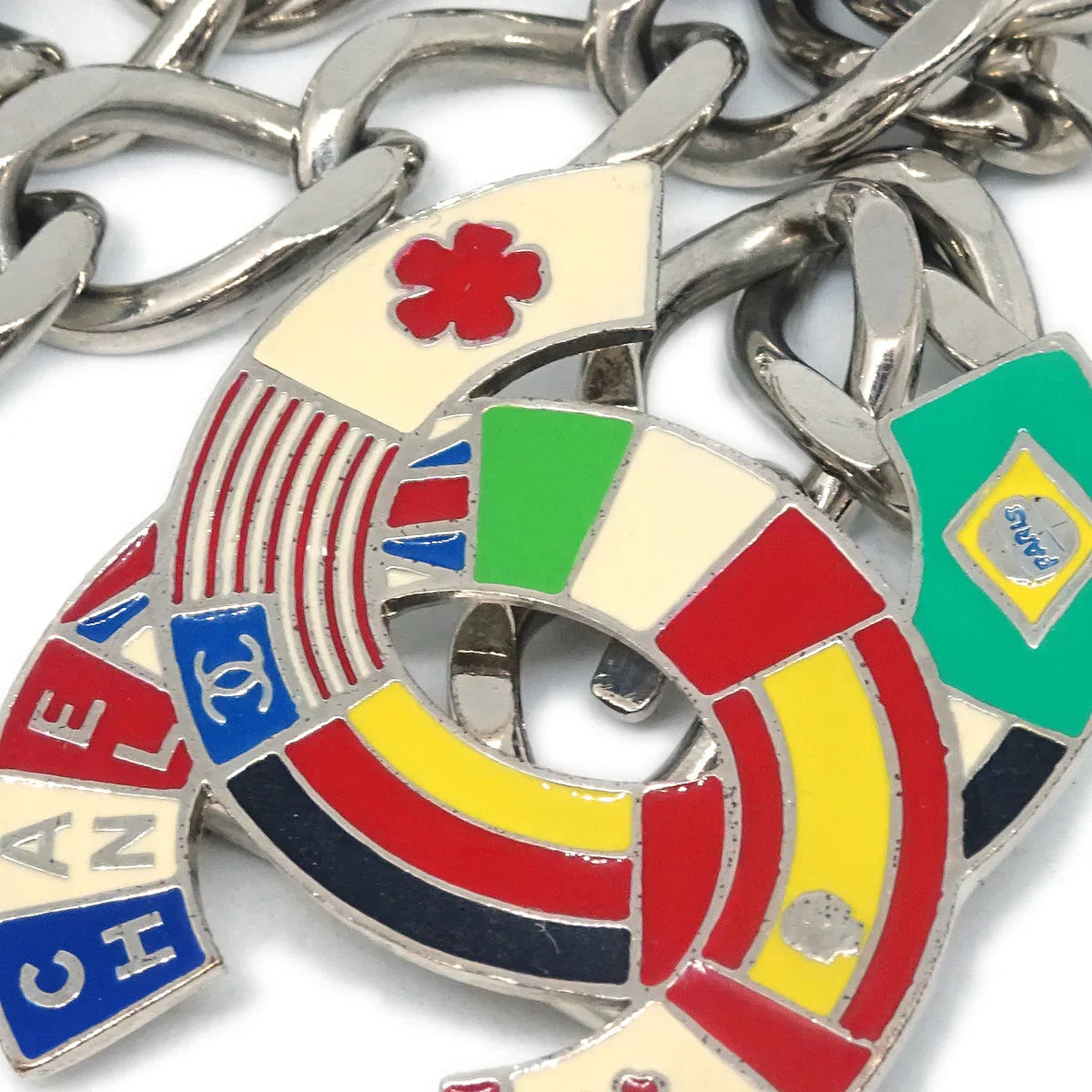 Chanel National Flags Silver Chain Belt 03A