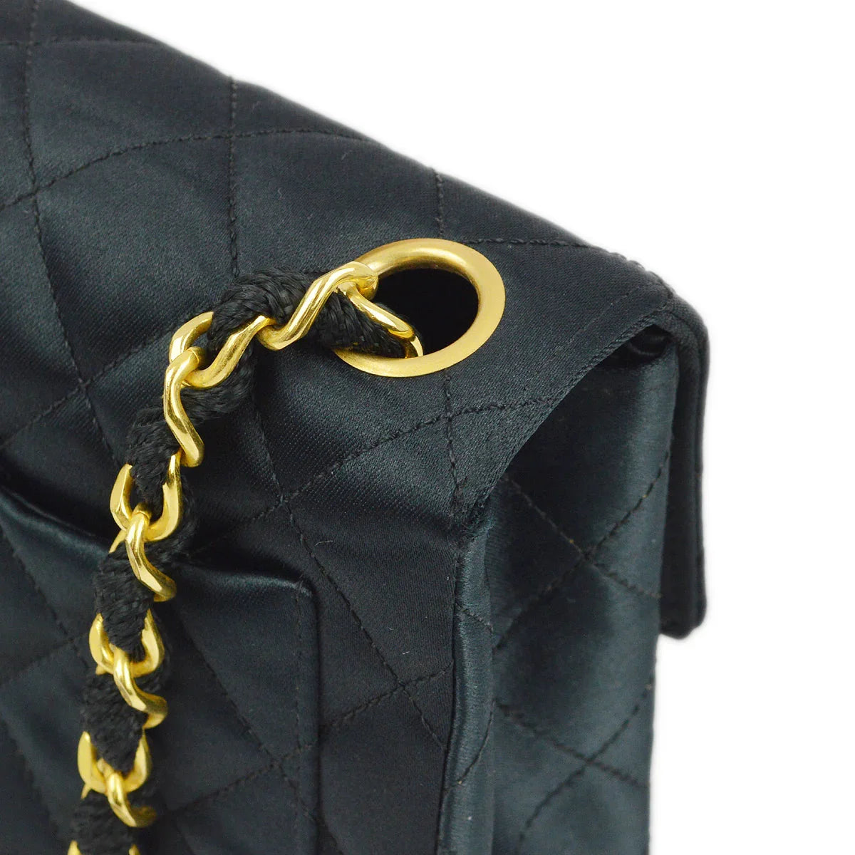 Chanel 2006-2008 Black Satin Mini Classic Square Flap Shoulder Bag 17