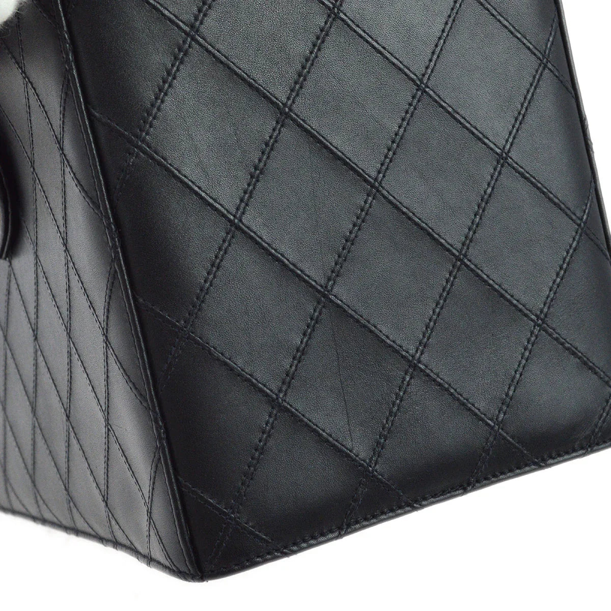 Chanel 1994-1996 Black Lambskin Bicolore Vanity 2way Shoulder Handbag