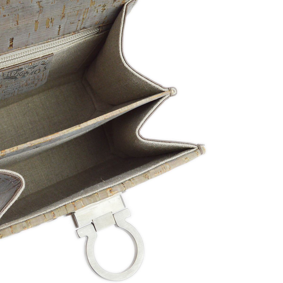 Salvatore Ferragamo 2021 Beige Gray Cork Gancini 2way Shoulder Handbag