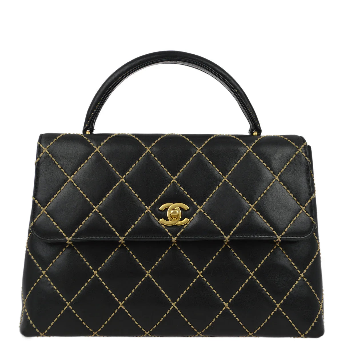 Chanel 2004-2005 Black Calfskin Wild Stitch Kelly Handbag