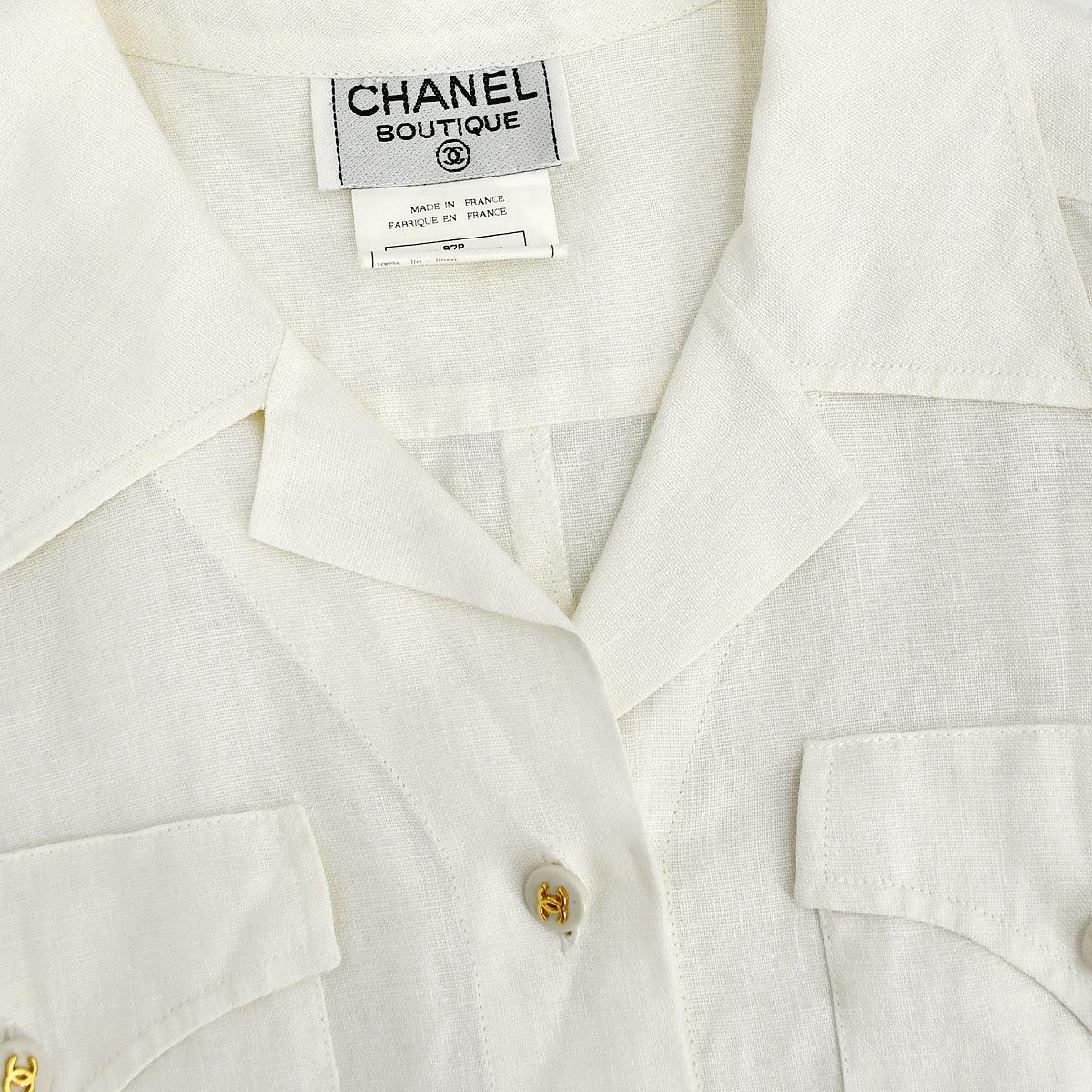 Chanel Short Sleeve Shirt White 97P #38