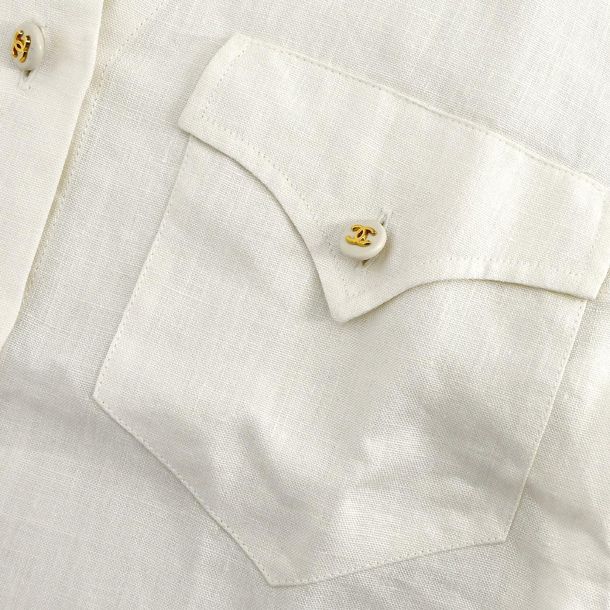 Chanel Short Sleeve Shirt White 97P #38