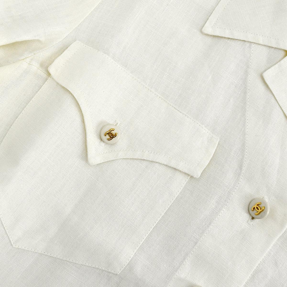 Chanel Short Sleeve Shirt White 97P #38