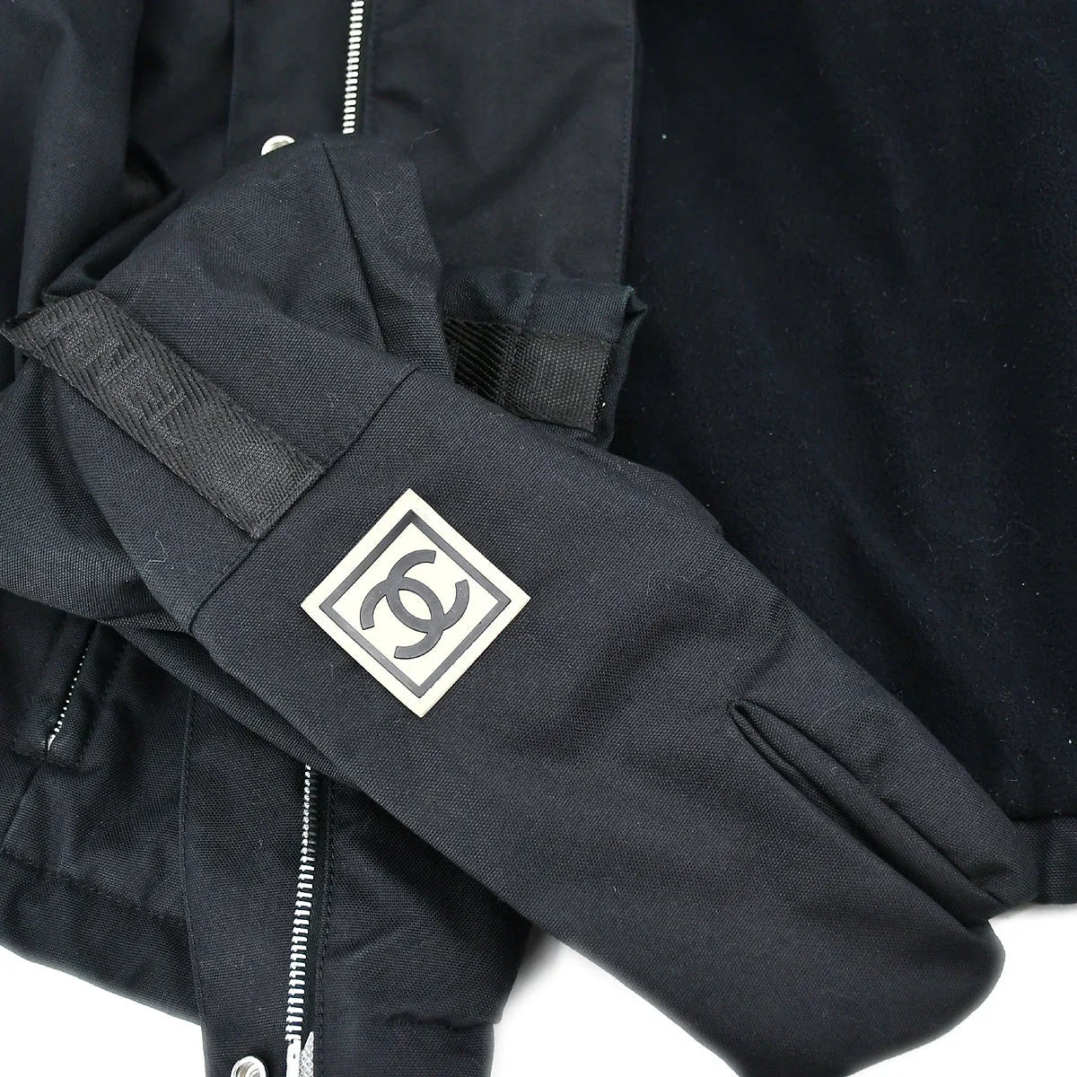 Chanel Sport Line Zip Up Hooded Jacket Black 02A #40