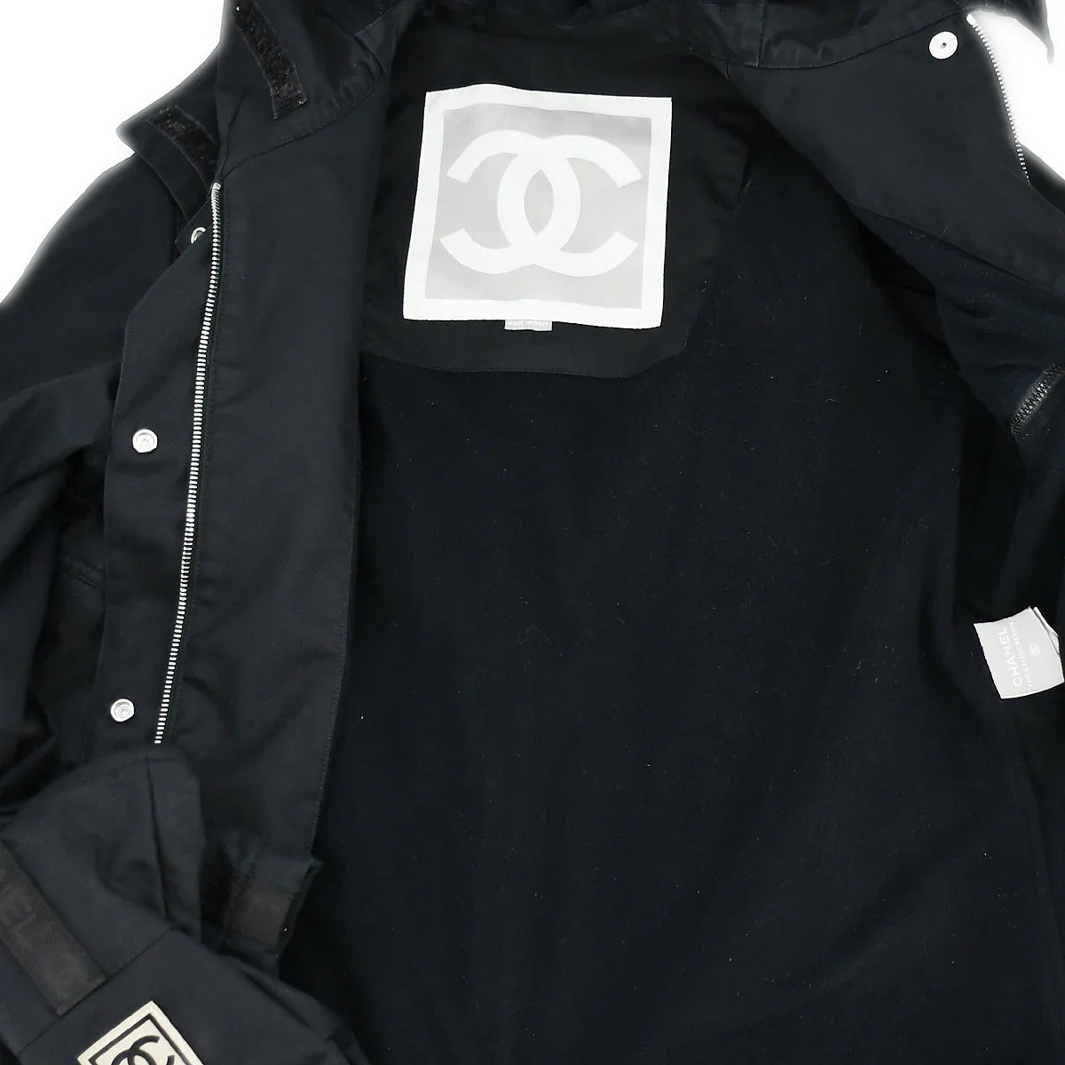 Chanel Sport Line Zip Up Hooded Jacket Black 02A #40