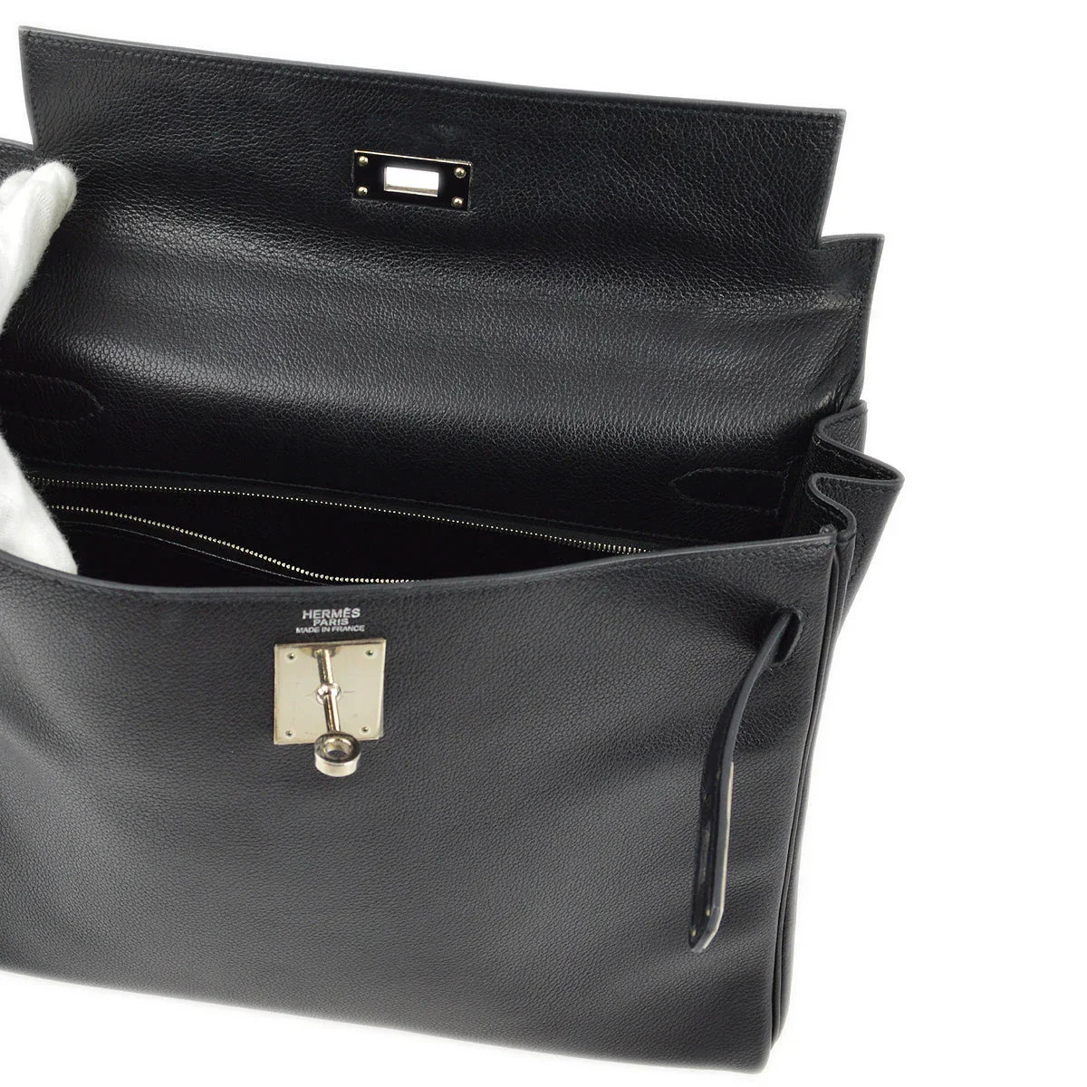 Hermes 2006 Black Evergrain Kelly 32 Retourne