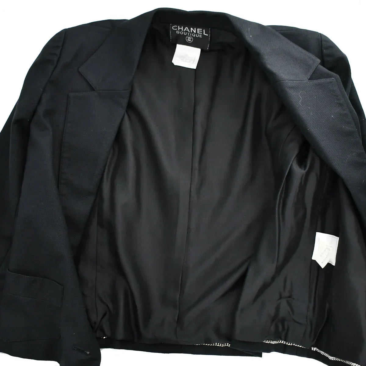 Chanel Setup Suit Jacket Skirt Black 98S #36