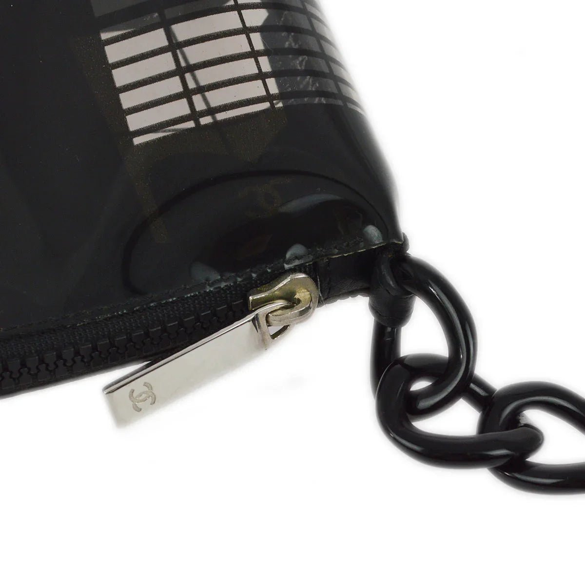 Chanel 2003-2004 Black Vinyl Window Chain Shoulder Bag