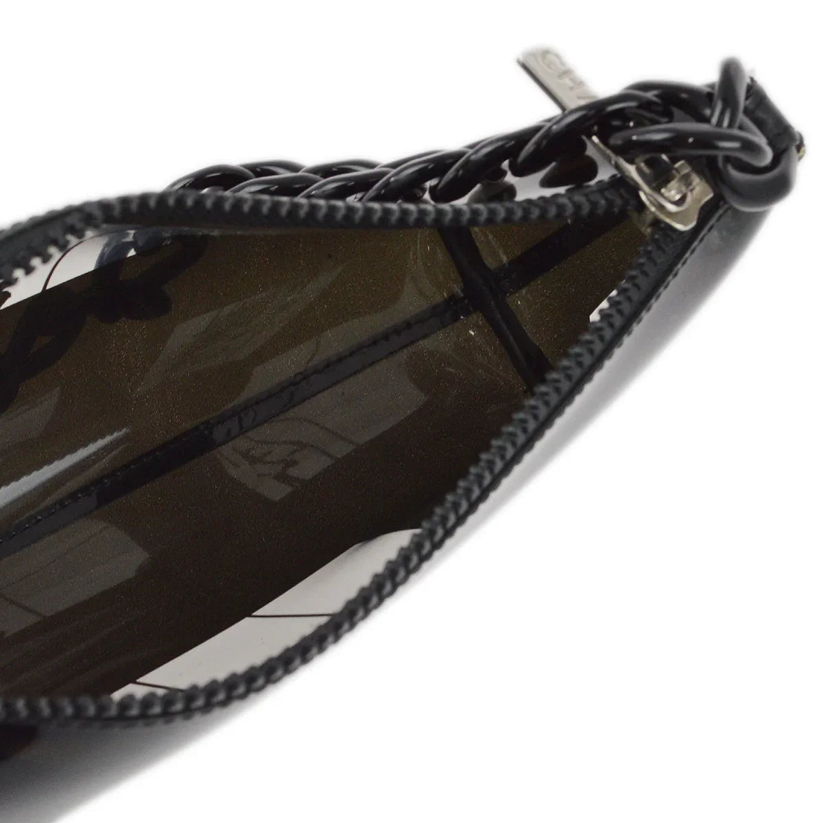 Chanel 2003-2004 Black Vinyl Window Chain Shoulder Bag