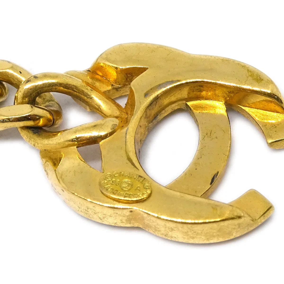 Chanel Turnlock Rhinestone Gold Chain Bracelet 96A