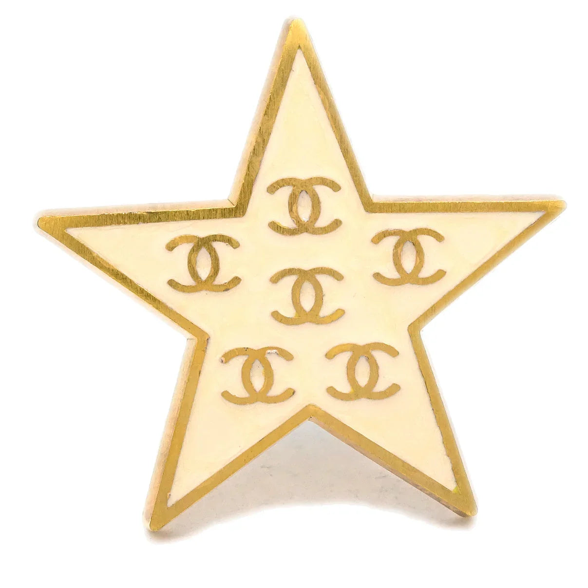Chanel Star Brooch Pin White 01P
