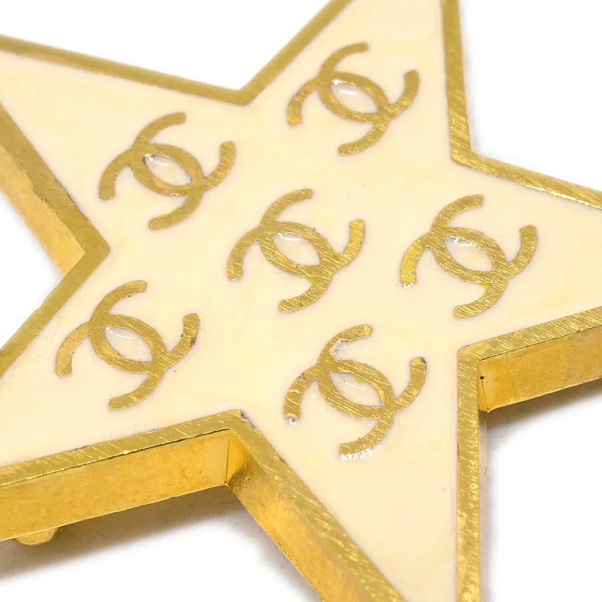 Chanel Star Brooch Pin White 01P