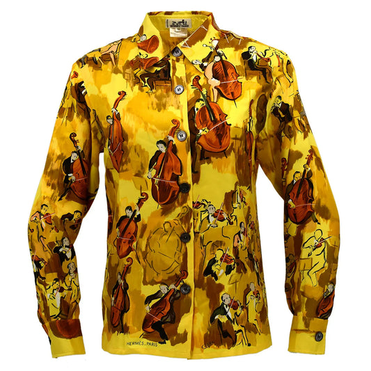 Hermes 1980s Shirt Blouse Yellow #38